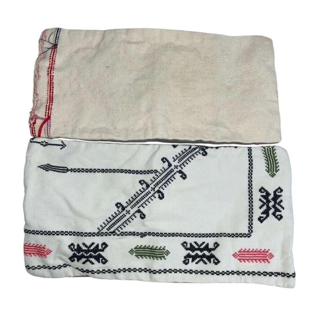 TWO ethnic Turkish print lumbar accent decorative pillows covers 19x9